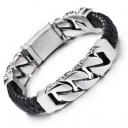 Мужской браслет цепочка из кожи Viking BS3727
