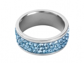 Кольцо стальное с камнями Swarovski KS-3 AQ